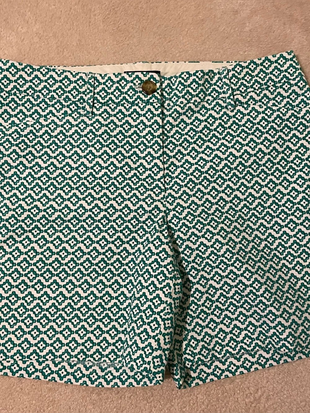 Lands’ End green and white chino shorts-size 10 EUC
